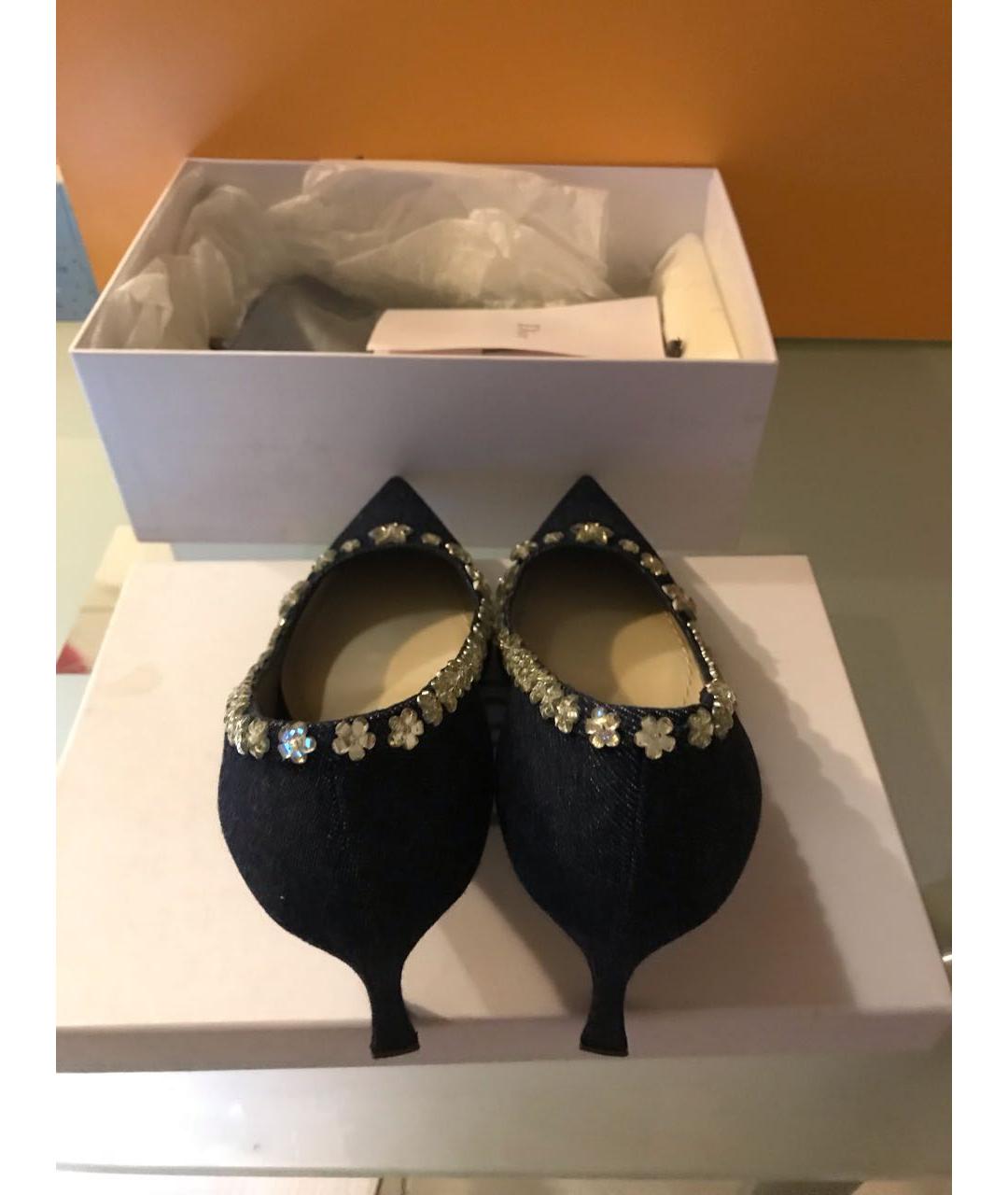 CHRISTIAN DIOR Синие текстильные туфли, фото 3