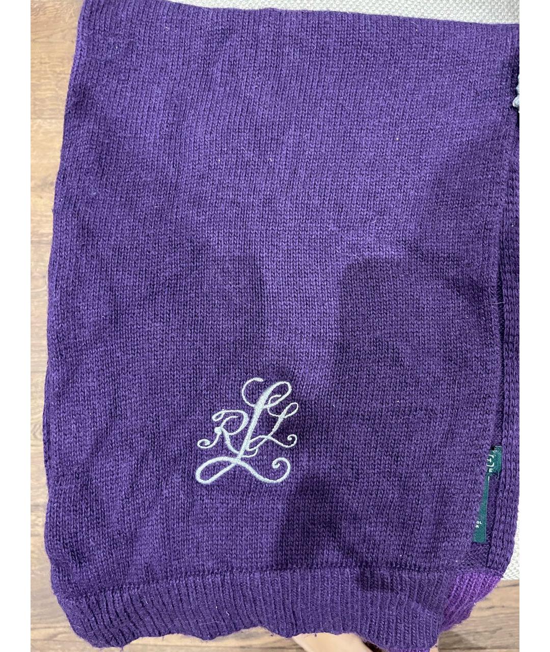 RALPH LAUREN Фиолетовый шерстяной шарф, фото 3