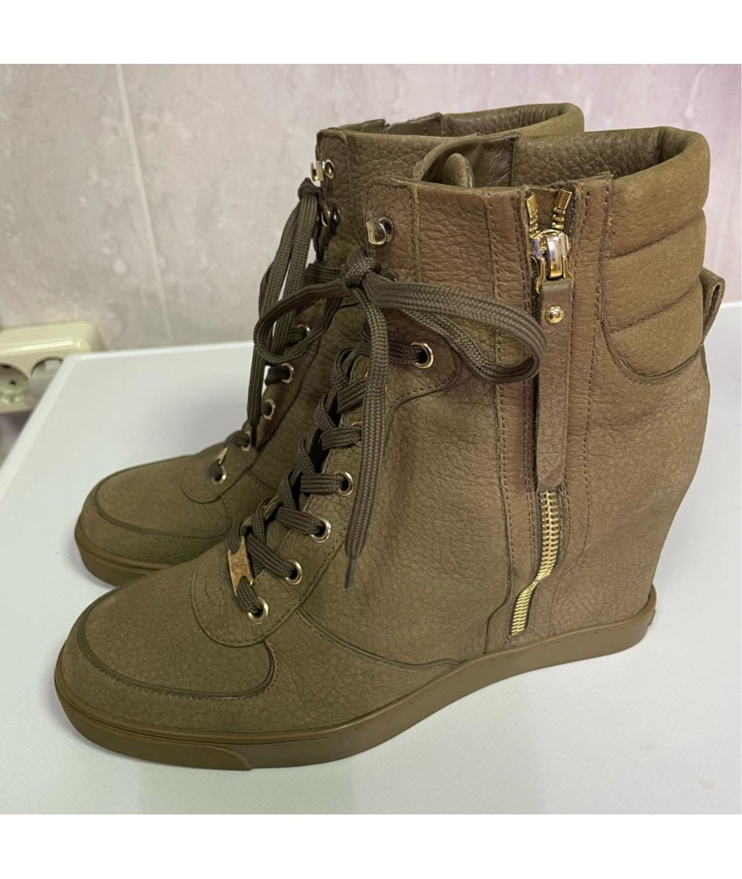 LOUIS VUITTON Хаки нубуковые ботильоны, фото 7