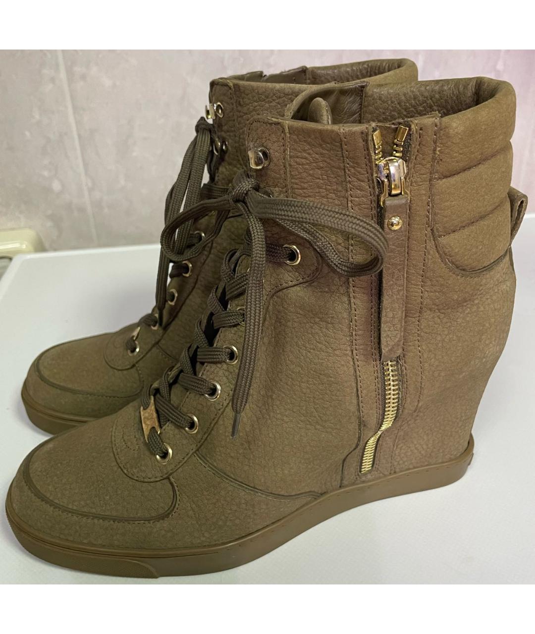 LOUIS VUITTON Хаки нубуковые ботильоны, фото 8