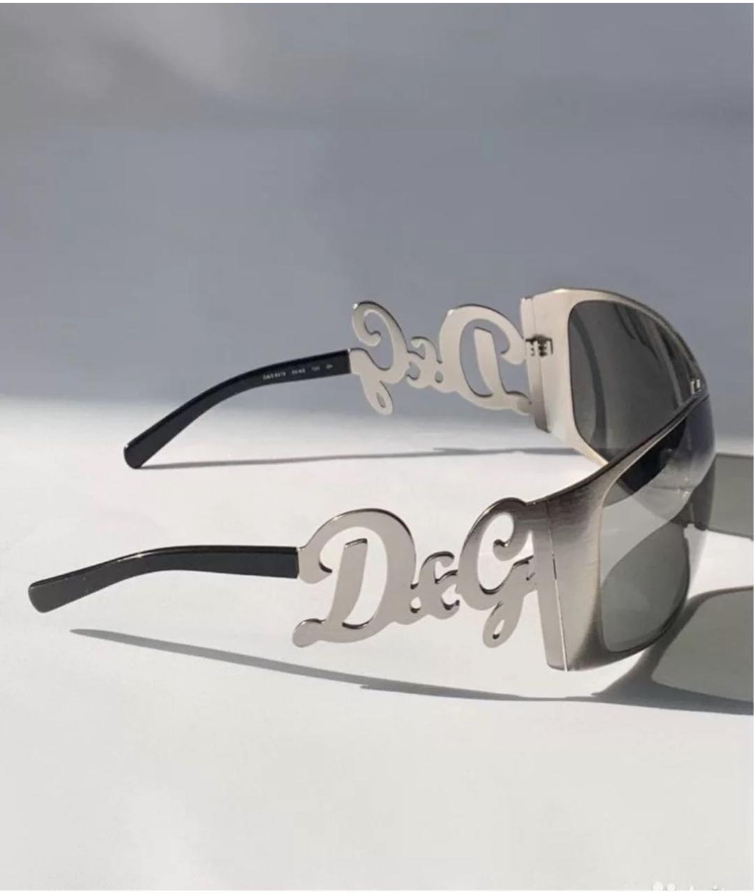 DOLCE&GABBANA Серебряные металлические солнцезащитные очки, фото 2