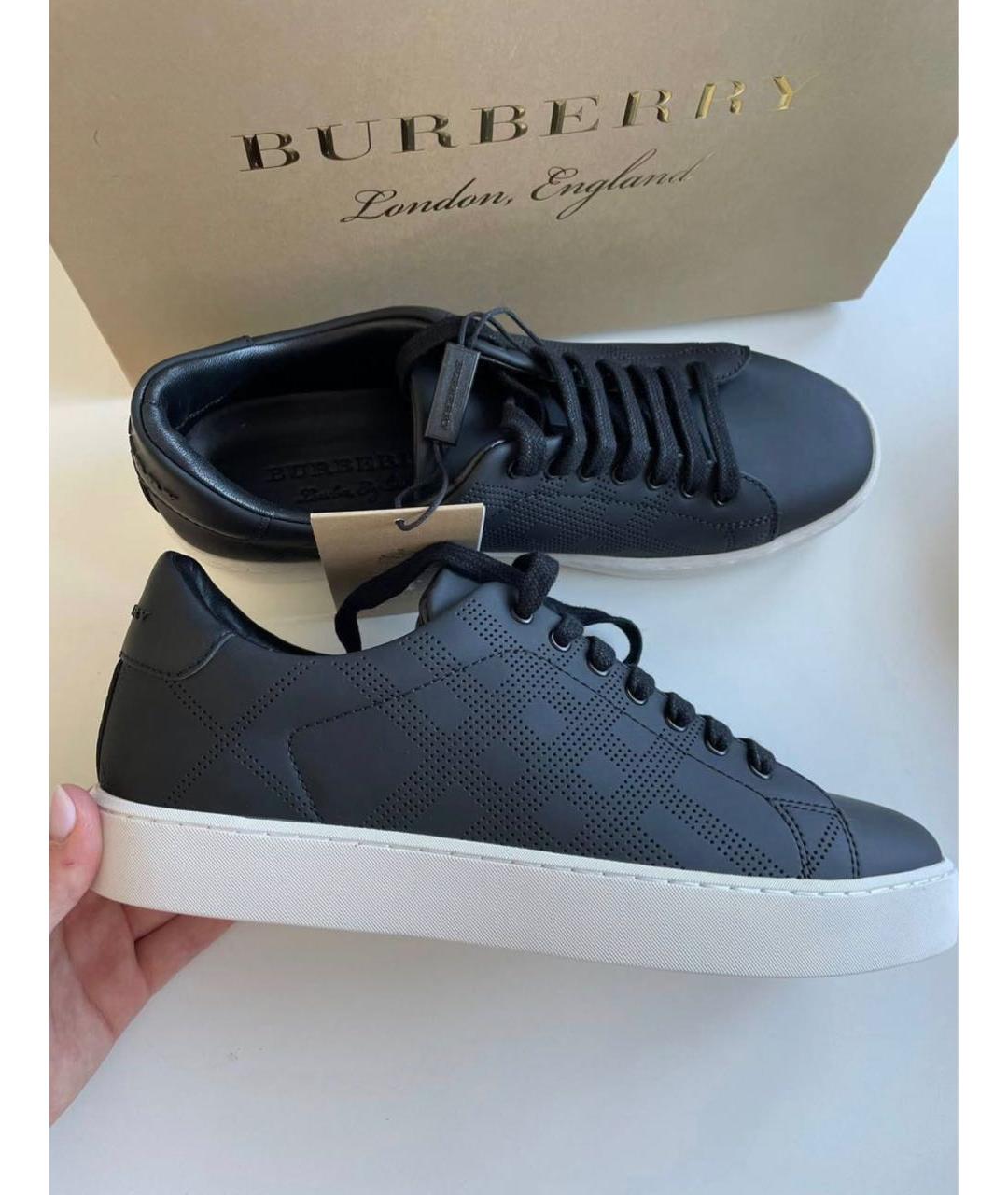 BURBERRY Черные кожаные кеды, фото 5