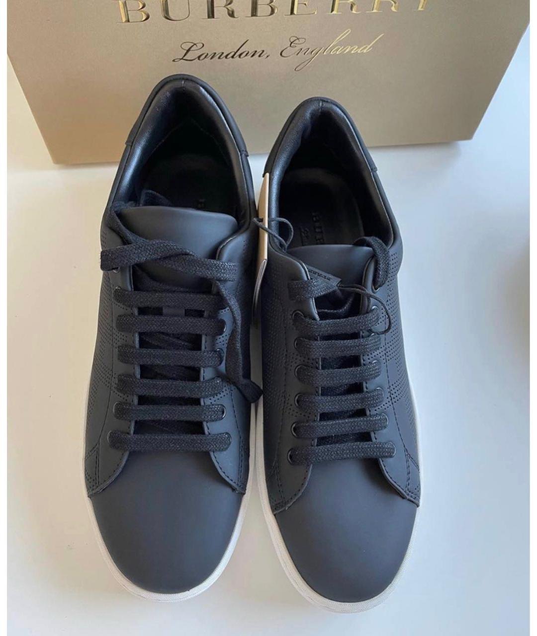 BURBERRY Черные кожаные кеды, фото 2