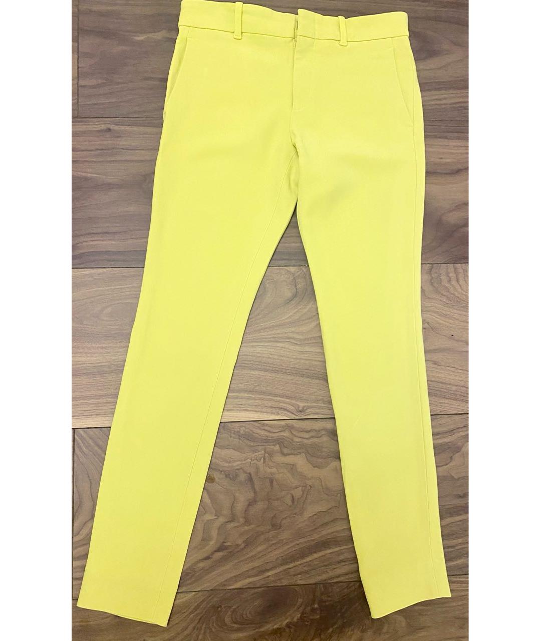 GUCCI Желтые полиэстеровые брюки узкие, фото 4