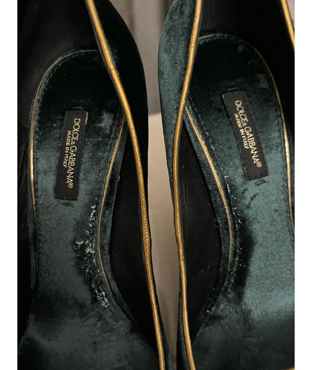 DOLCE&GABBANA Зеленые бархатные туфли, фото 6