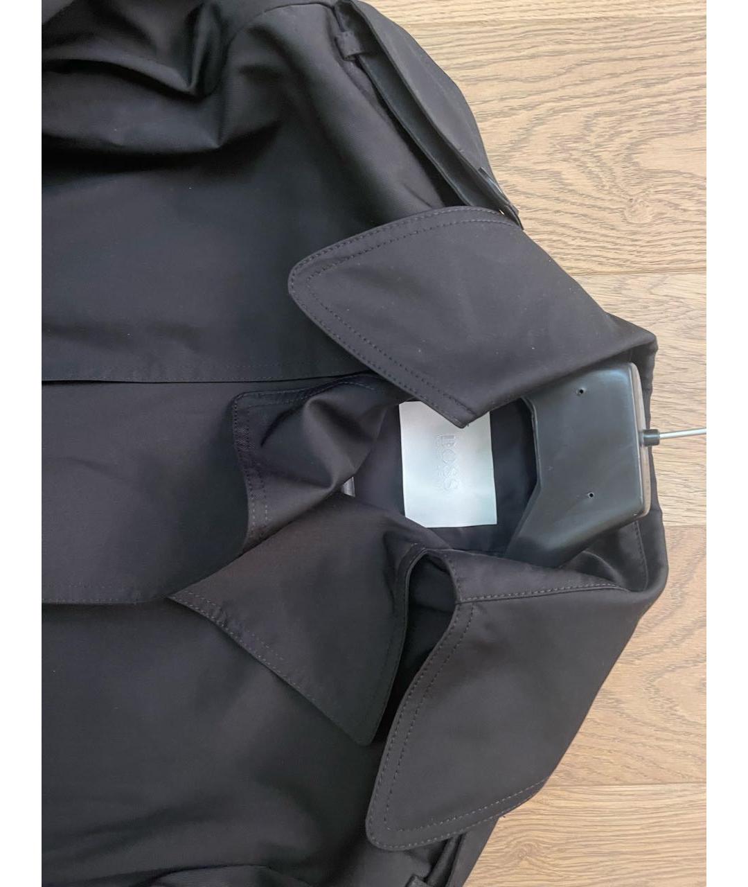 HUGO BOSS Черный хлопко-эластановый тренч/плащ, фото 3