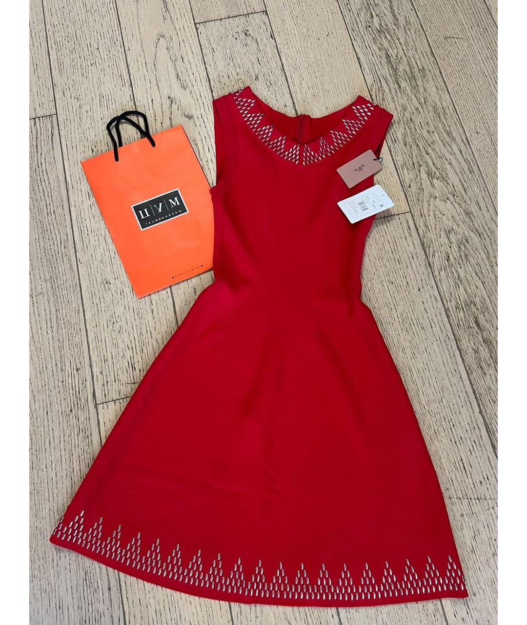 ALAIA Красное вискозное повседневное платье, фото 6