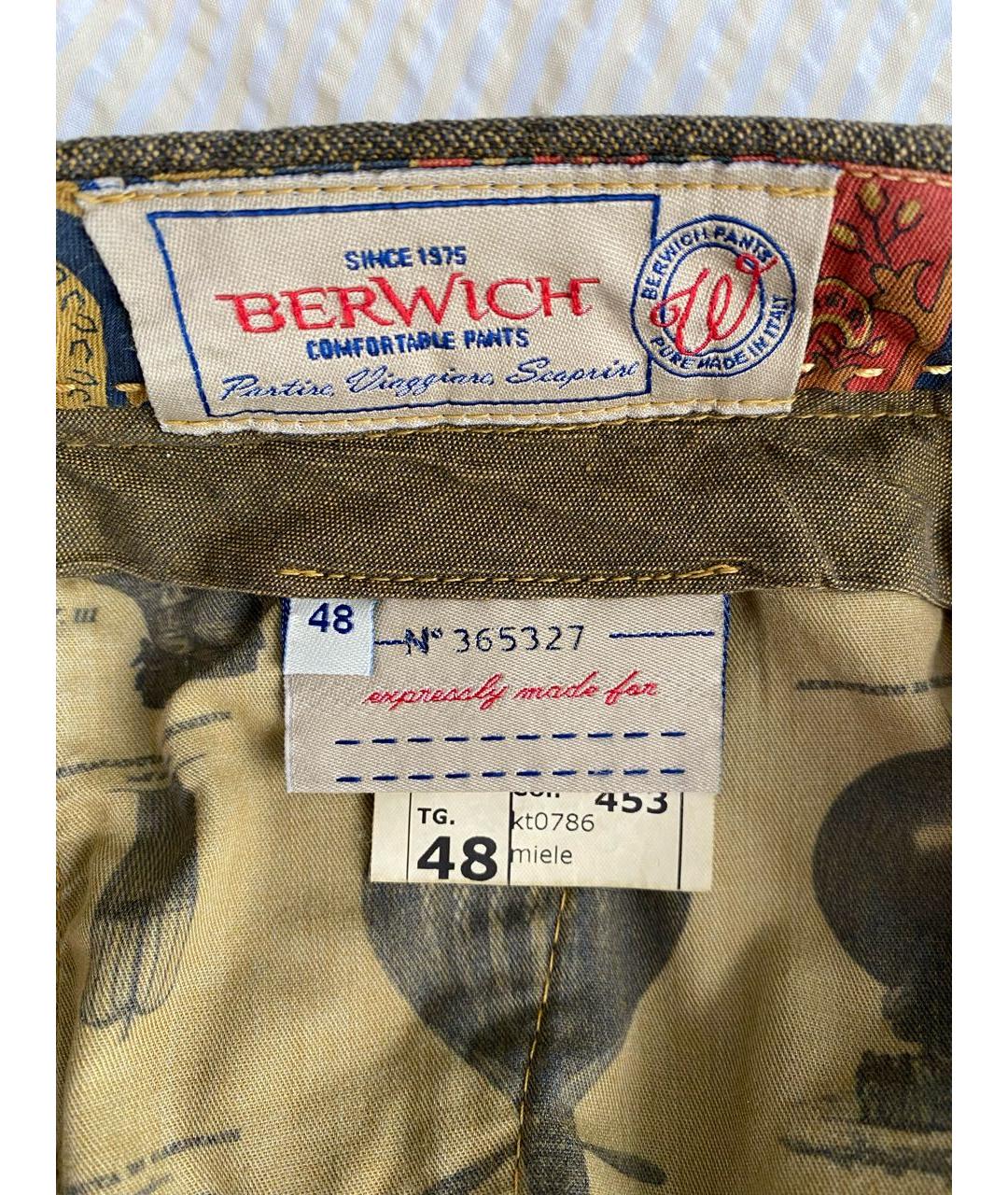 BERWICH Горчичные повседневные брюки, фото 3