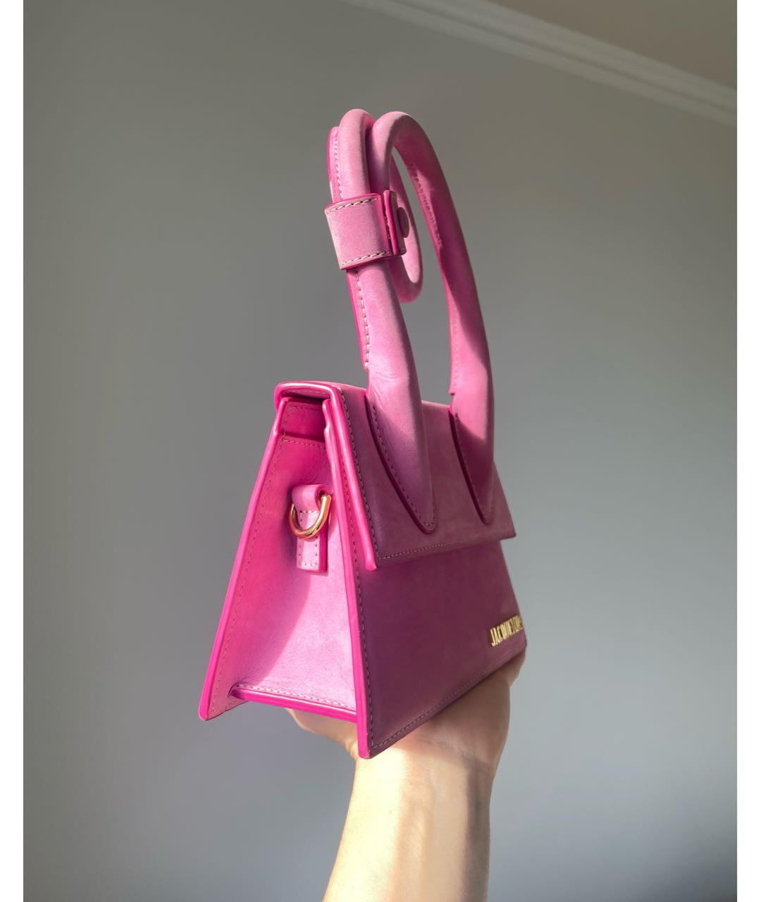 JACQUEMUS Розовая замшевая сумка через плечо, фото 2