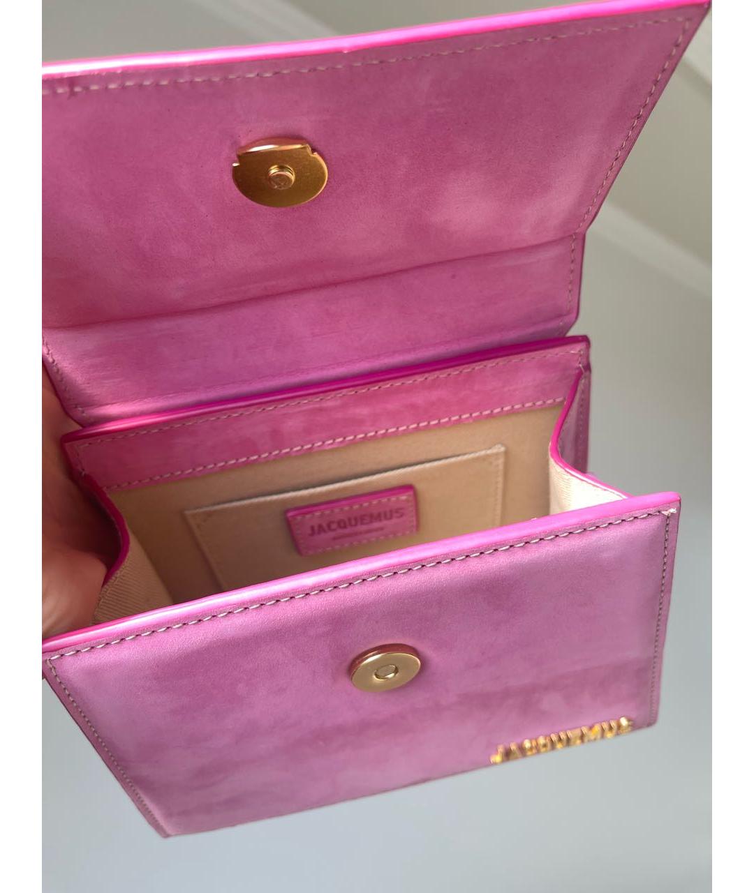 JACQUEMUS Розовая замшевая сумка через плечо, фото 5