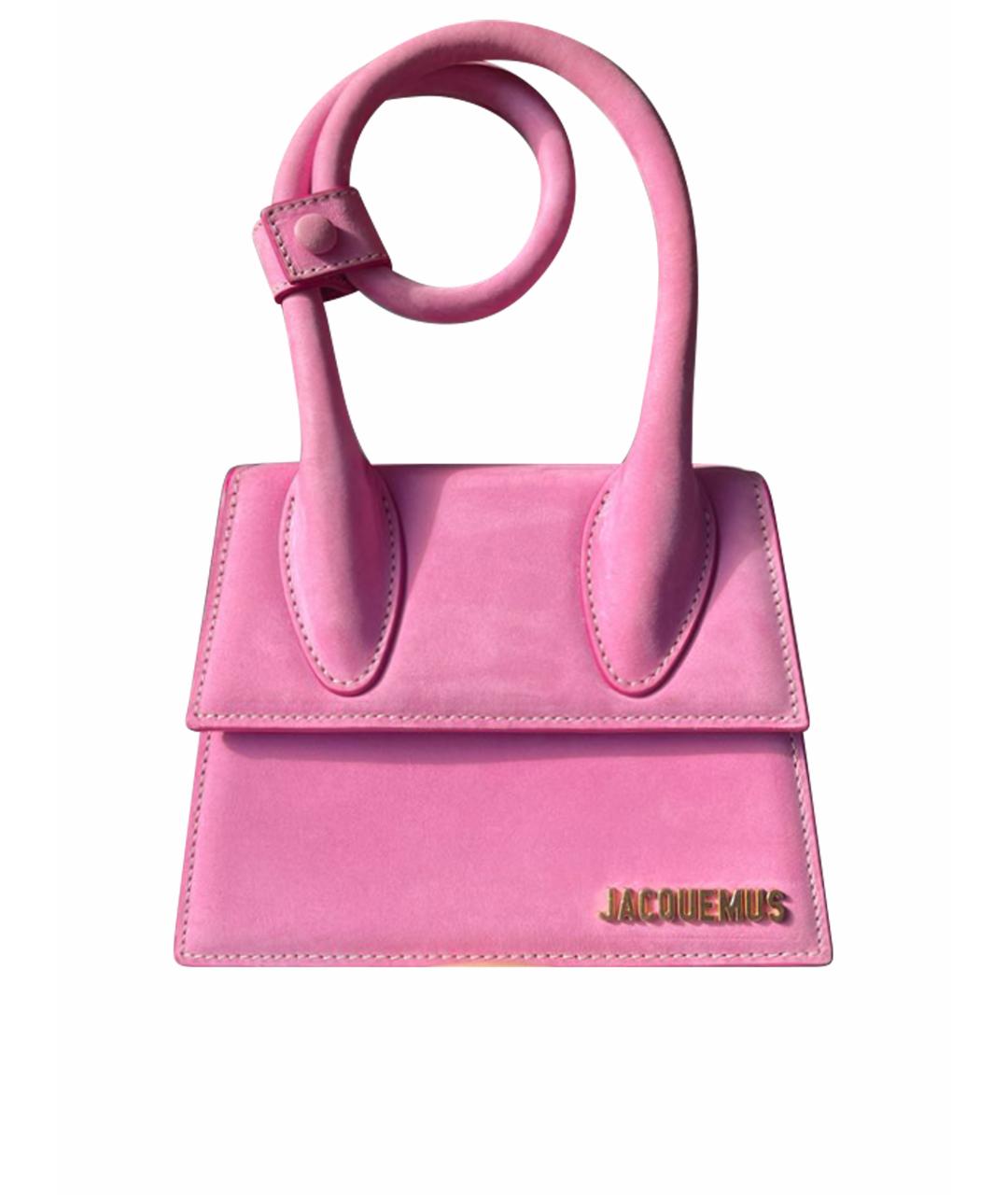 JACQUEMUS Розовая замшевая сумка через плечо, фото 1