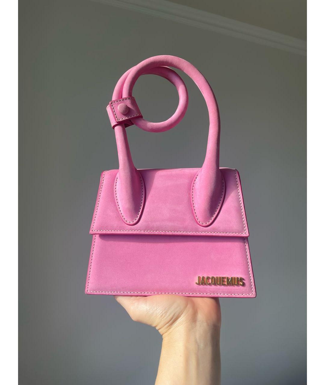 JACQUEMUS Розовая замшевая сумка через плечо, фото 9