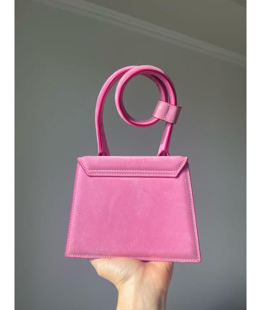 JACQUEMUS Розовая замшевая сумка через плечо, фото 3