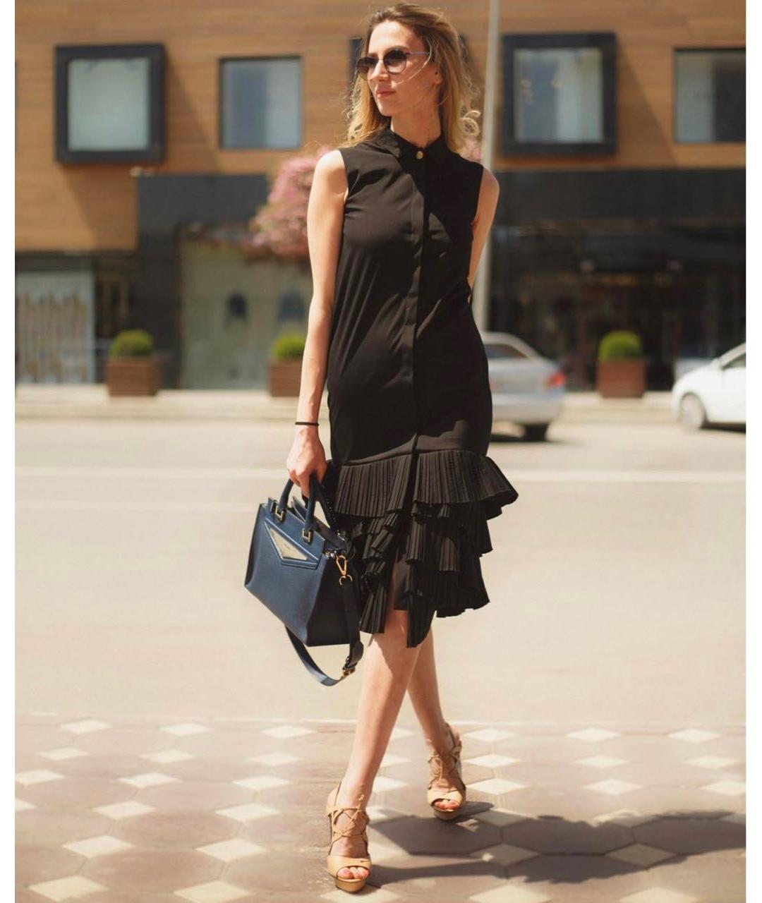 VIONNET Черное хлопковое коктейльное платье, фото 5