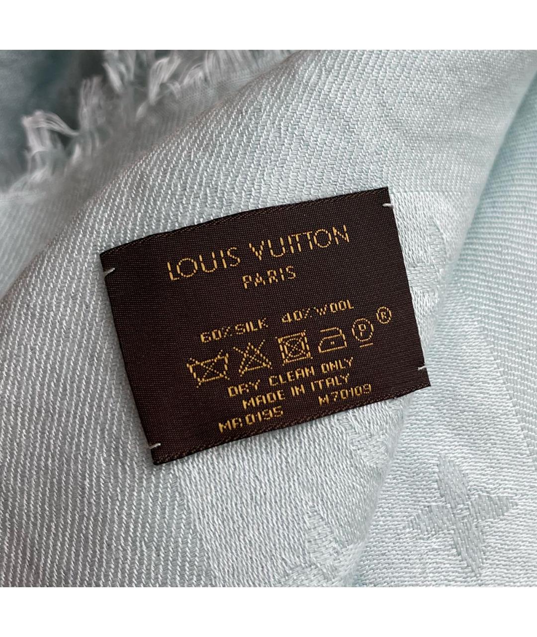 LOUIS VUITTON Голубой шелковый платок, фото 2