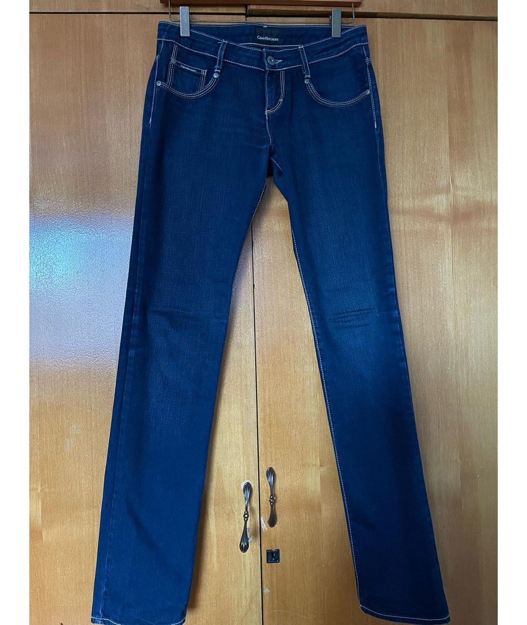 CALVIN KLEIN Темно-синие хлопковые прямые джинсы, фото 6