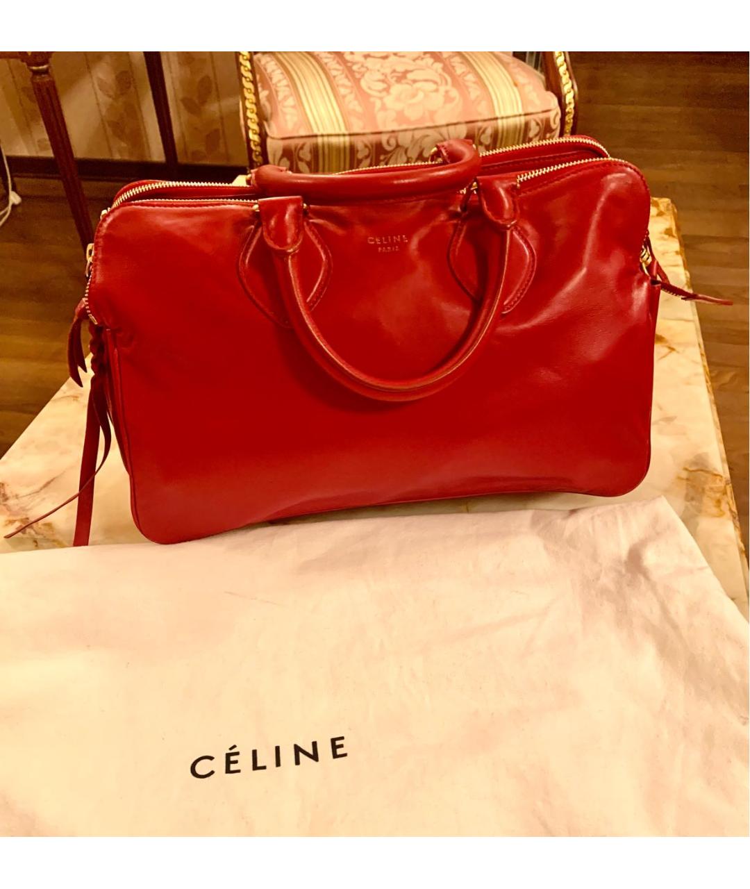 CELINE PRE-OWNED Красная кожаная сумка тоут, фото 9