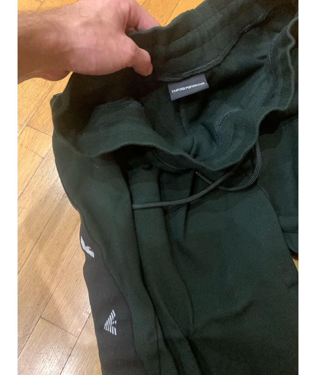 EMPORIO ARMANI Зеленые вискозные повседневные брюки, фото 4