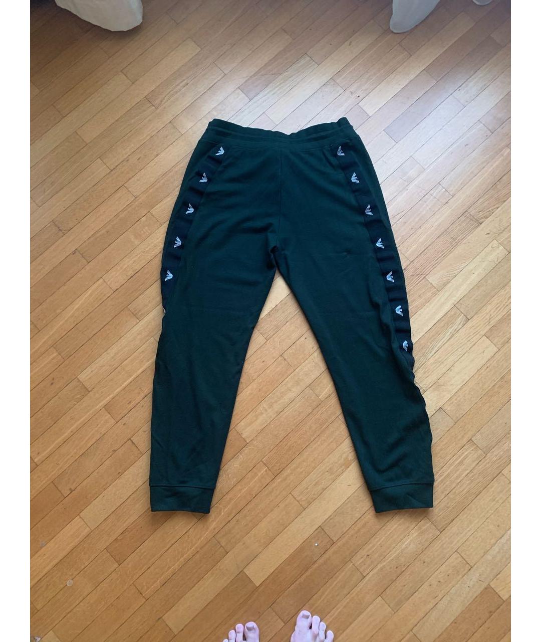 EMPORIO ARMANI Зеленые вискозные повседневные брюки, фото 2