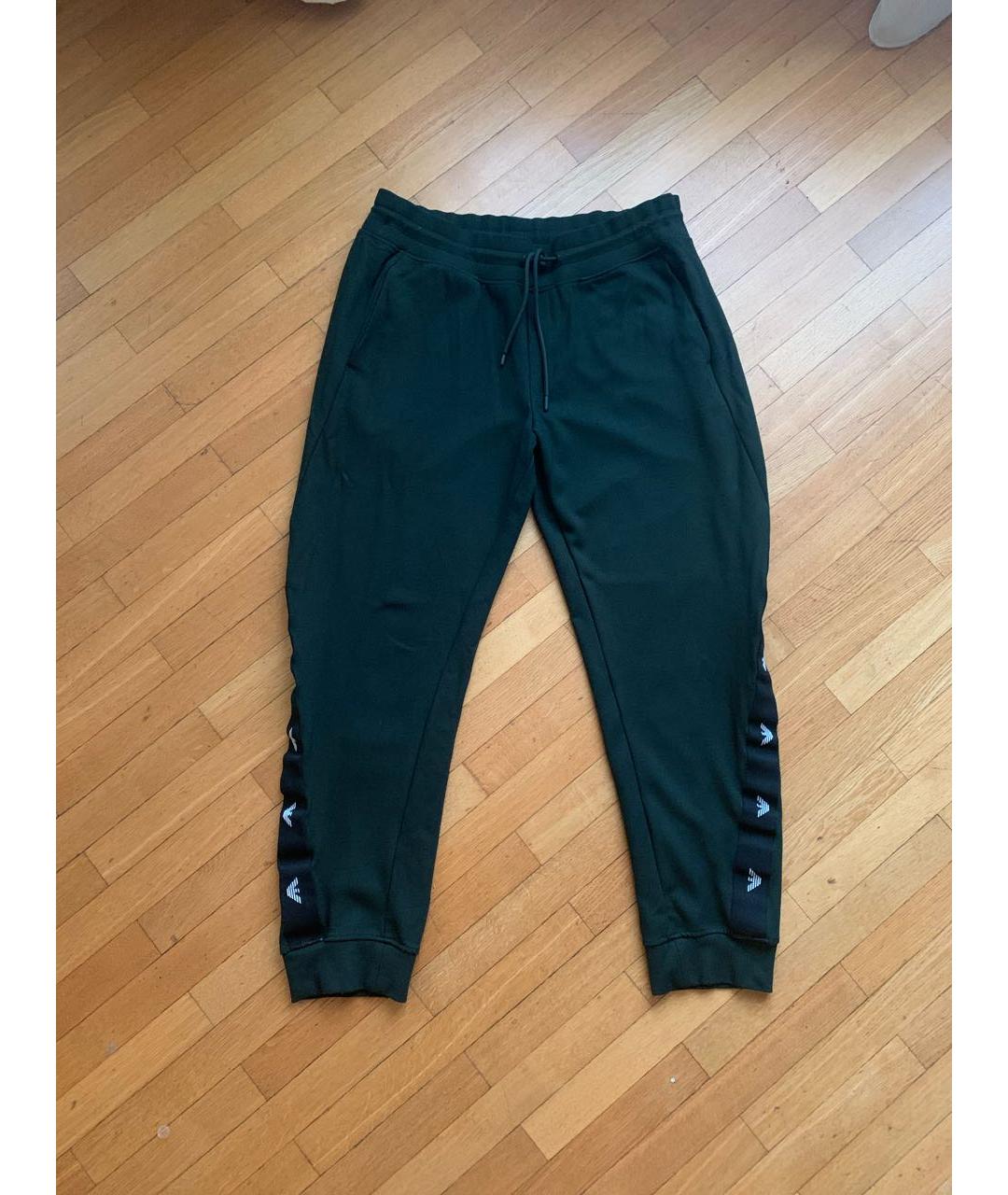 EMPORIO ARMANI Зеленые вискозные повседневные брюки, фото 5