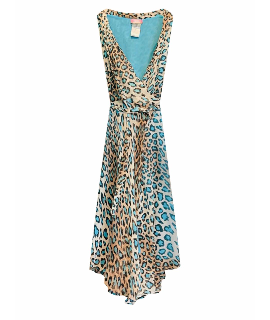 BLUMARINE Бирюзовое шелковое коктейльное платье, фото 1