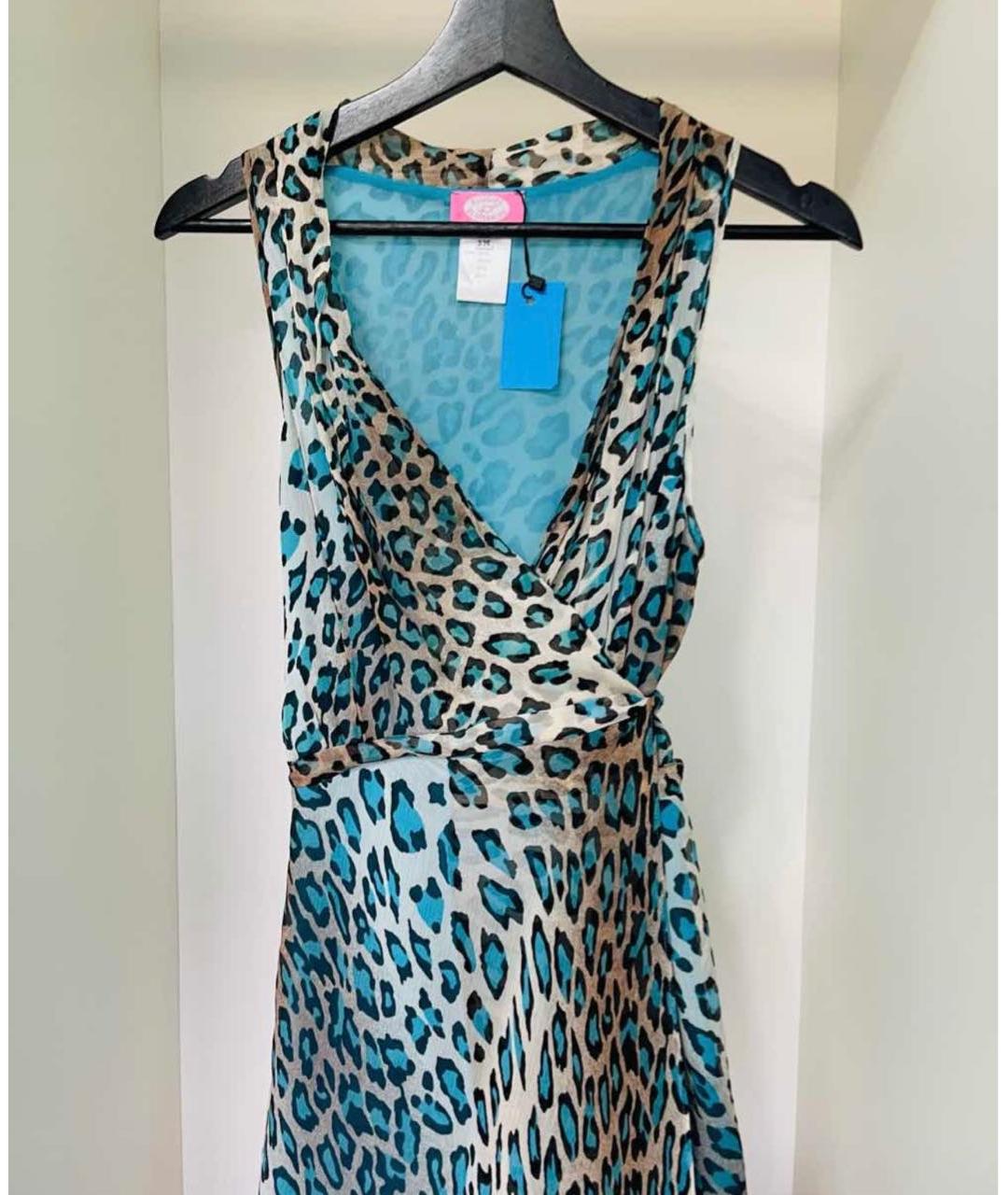 BLUMARINE Бирюзовое шелковое коктейльное платье, фото 4