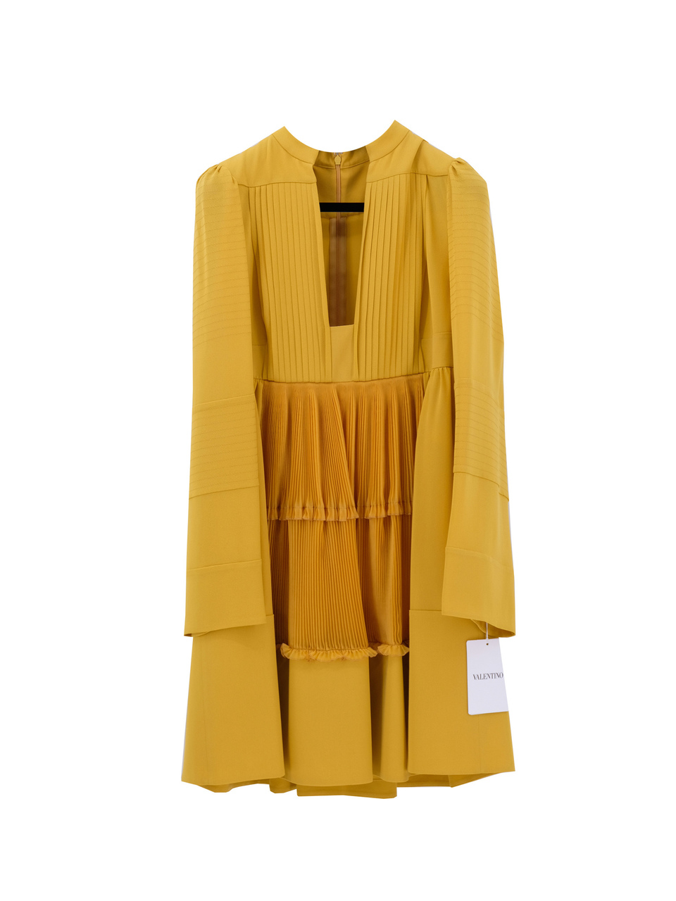 VALENTINO Желтое шелковое повседневное платье, фото 1