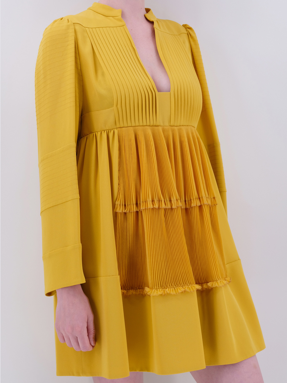 VALENTINO Желтое шелковое повседневное платье, фото 2
