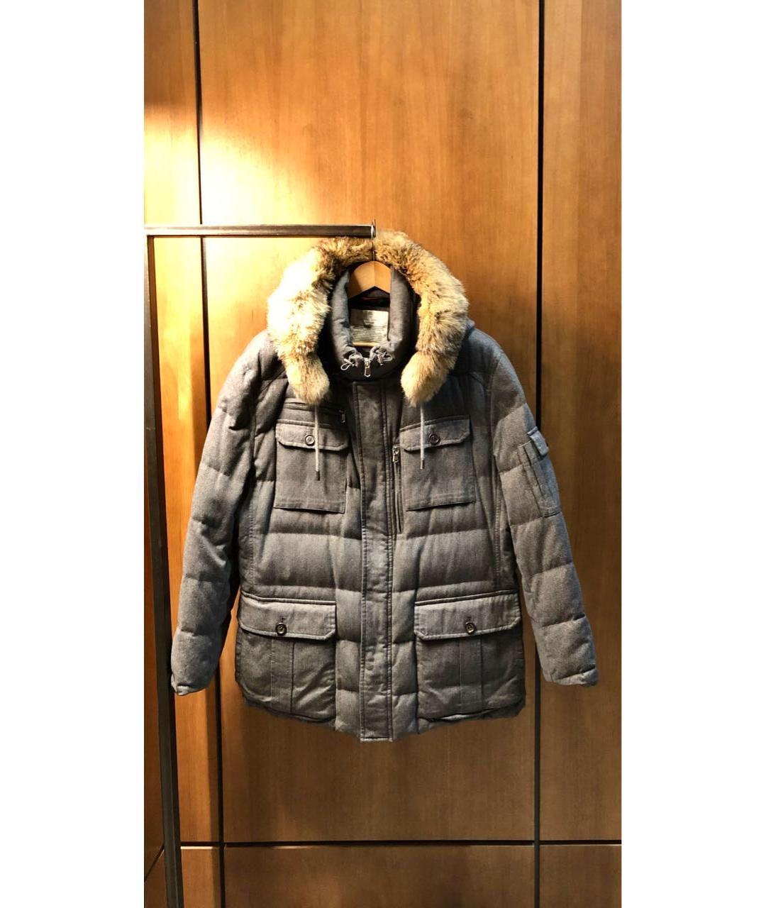 BRUNELLO CUCINELLI Серый шерстяной пуховик, фото 9