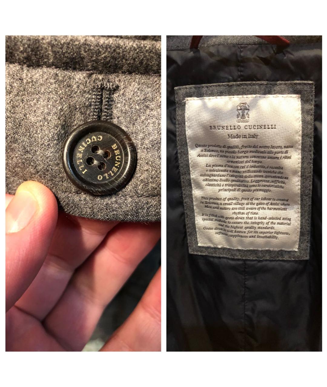 BRUNELLO CUCINELLI Серый шерстяной пуховик, фото 6
