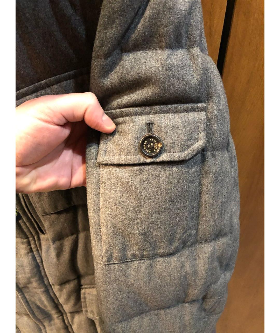 BRUNELLO CUCINELLI Серый шерстяной пуховик, фото 8