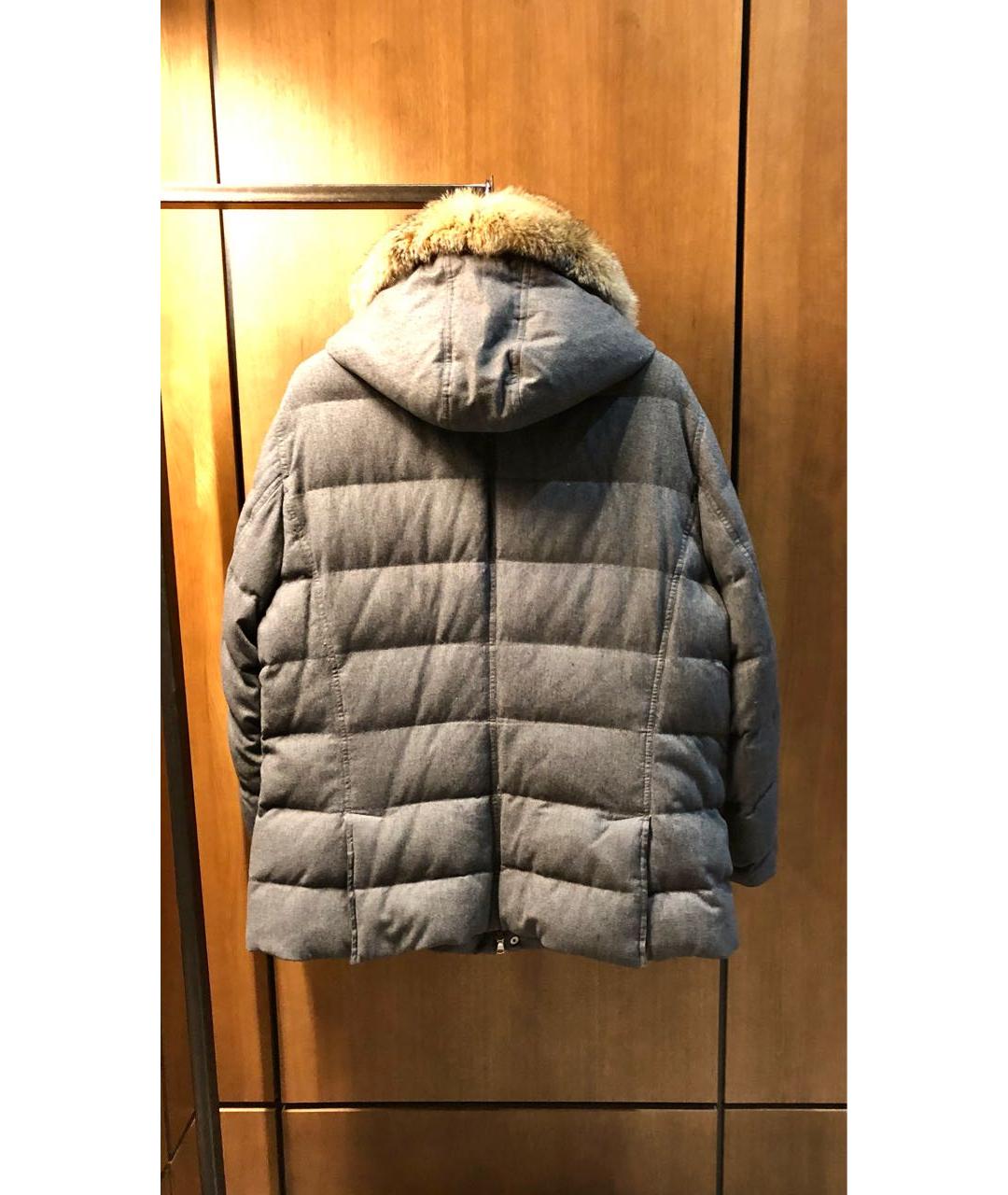 BRUNELLO CUCINELLI Серый шерстяной пуховик, фото 4