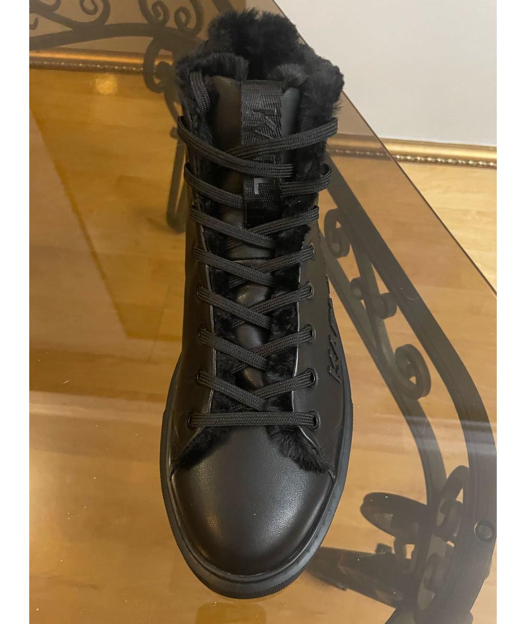 KARL LAGERFELD Черные кожаные высокие ботинки, фото 2