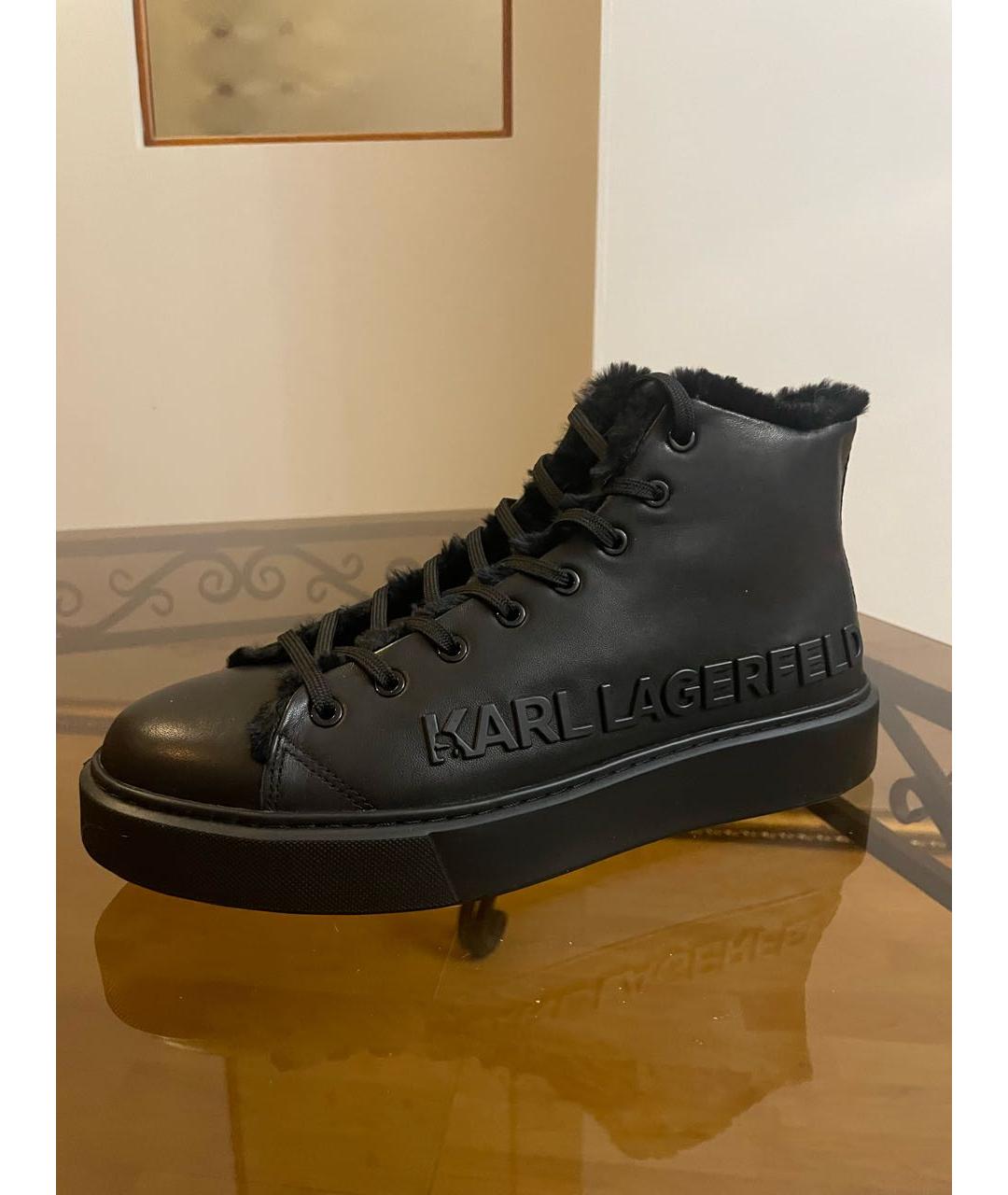 KARL LAGERFELD Черные кожаные высокие ботинки, фото 5