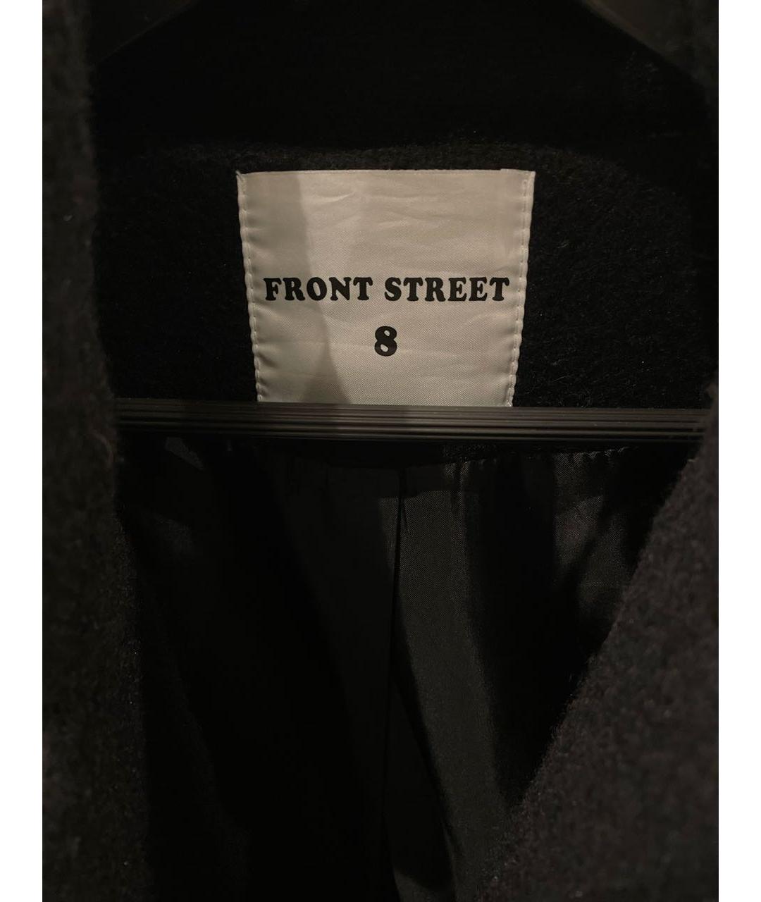 FRONT STREET Черное шерстяное пальто, фото 3