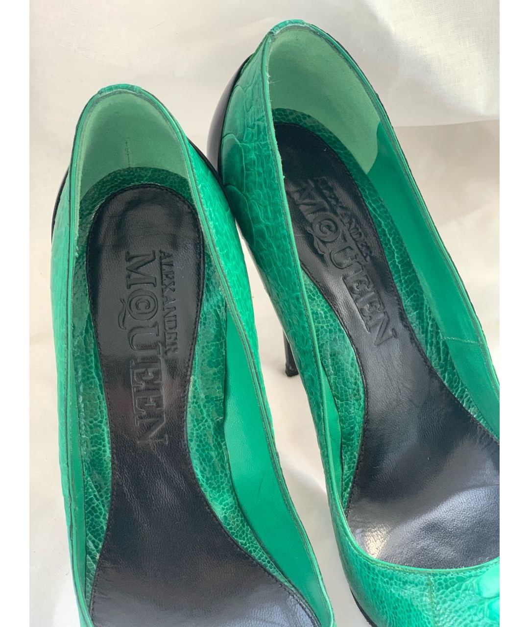 ALEXANDER MCQUEEN Зеленые туфли из экзотической кожи, фото 4