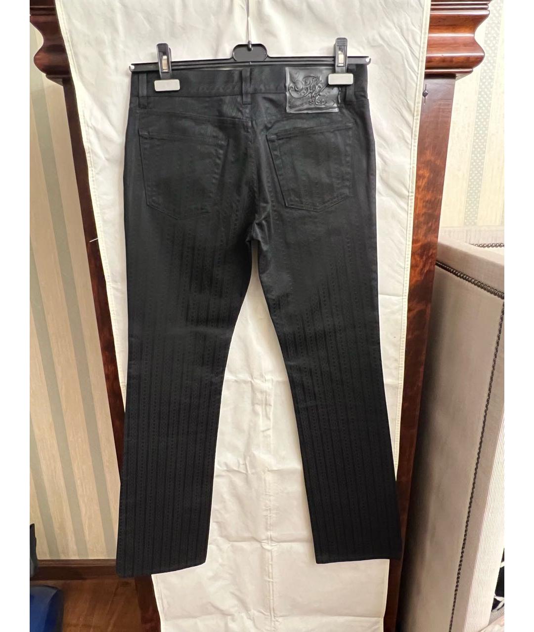 ROBERTO CAVALLI Черные хлопко-эластановые повседневные брюки, фото 2