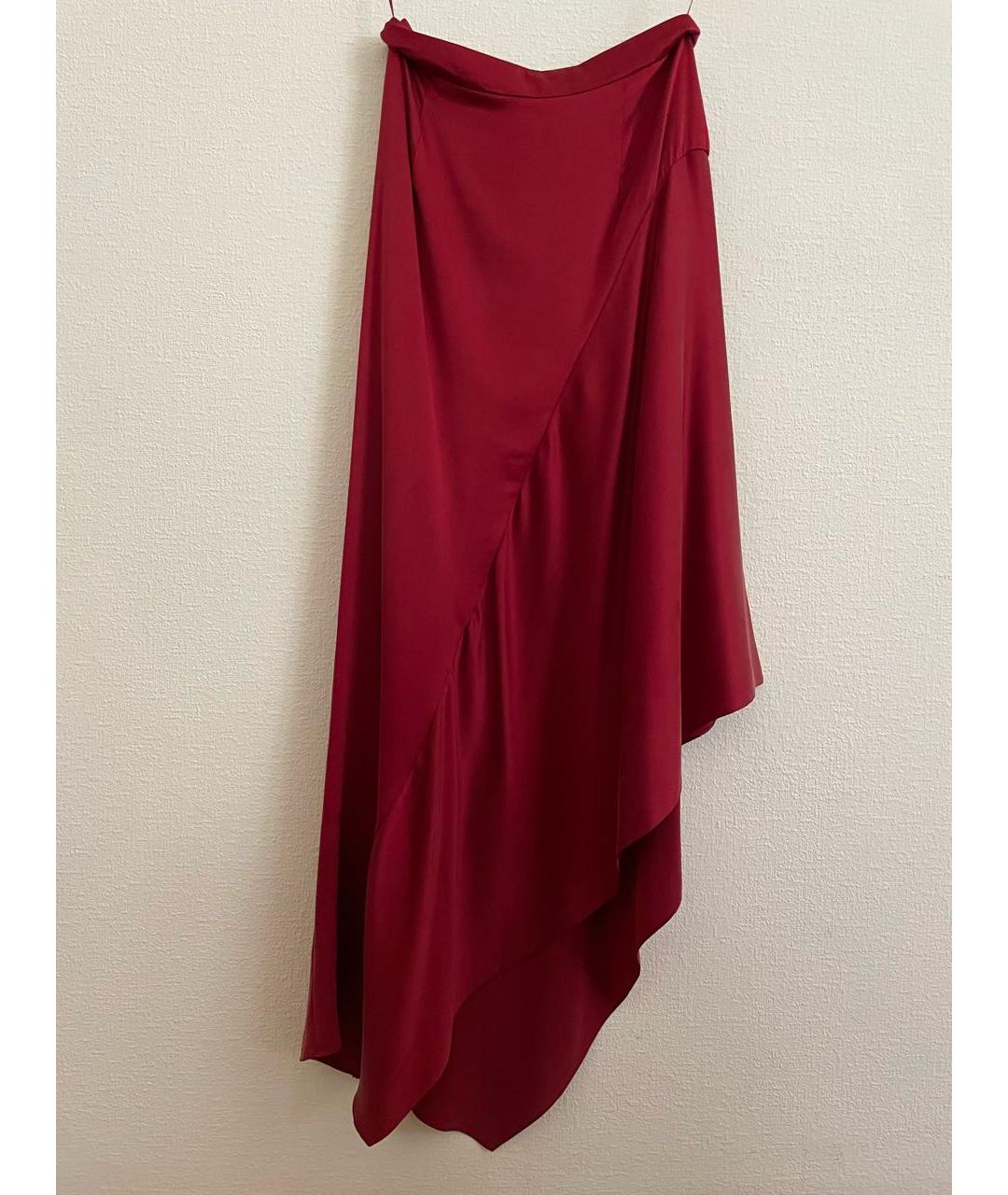 RUBAN Красная шелковая юбка миди, фото 8