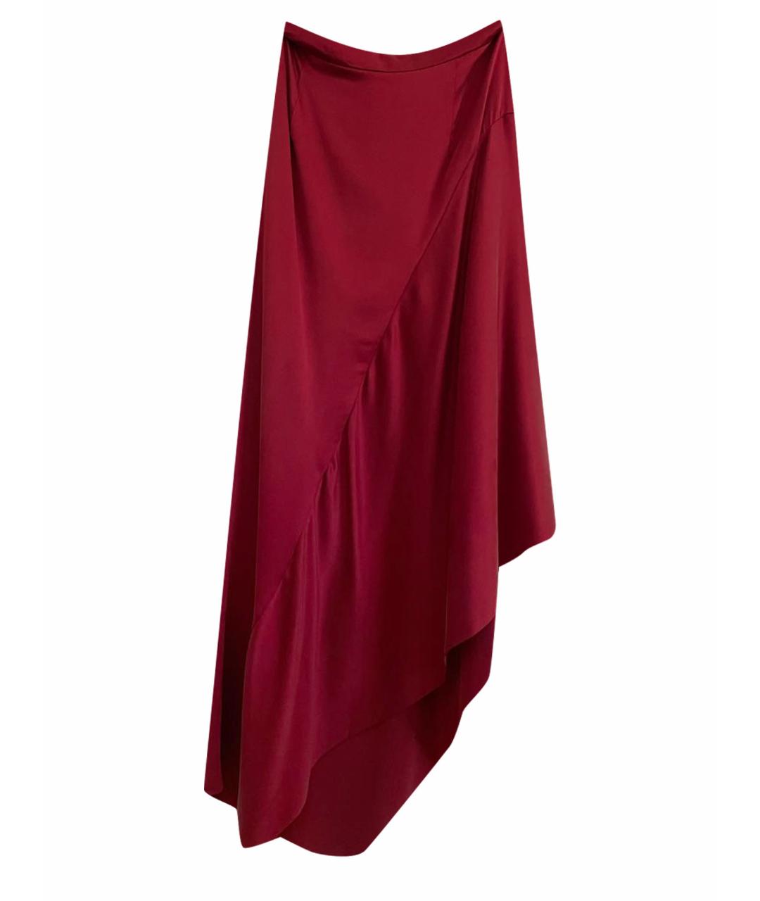 RUBAN Красная шелковая юбка миди, фото 1