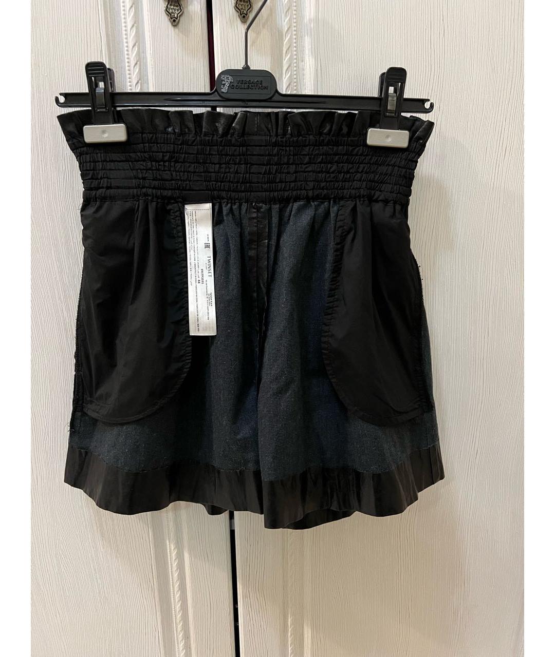 TWIN-SET Черные вискозные шорты, фото 7