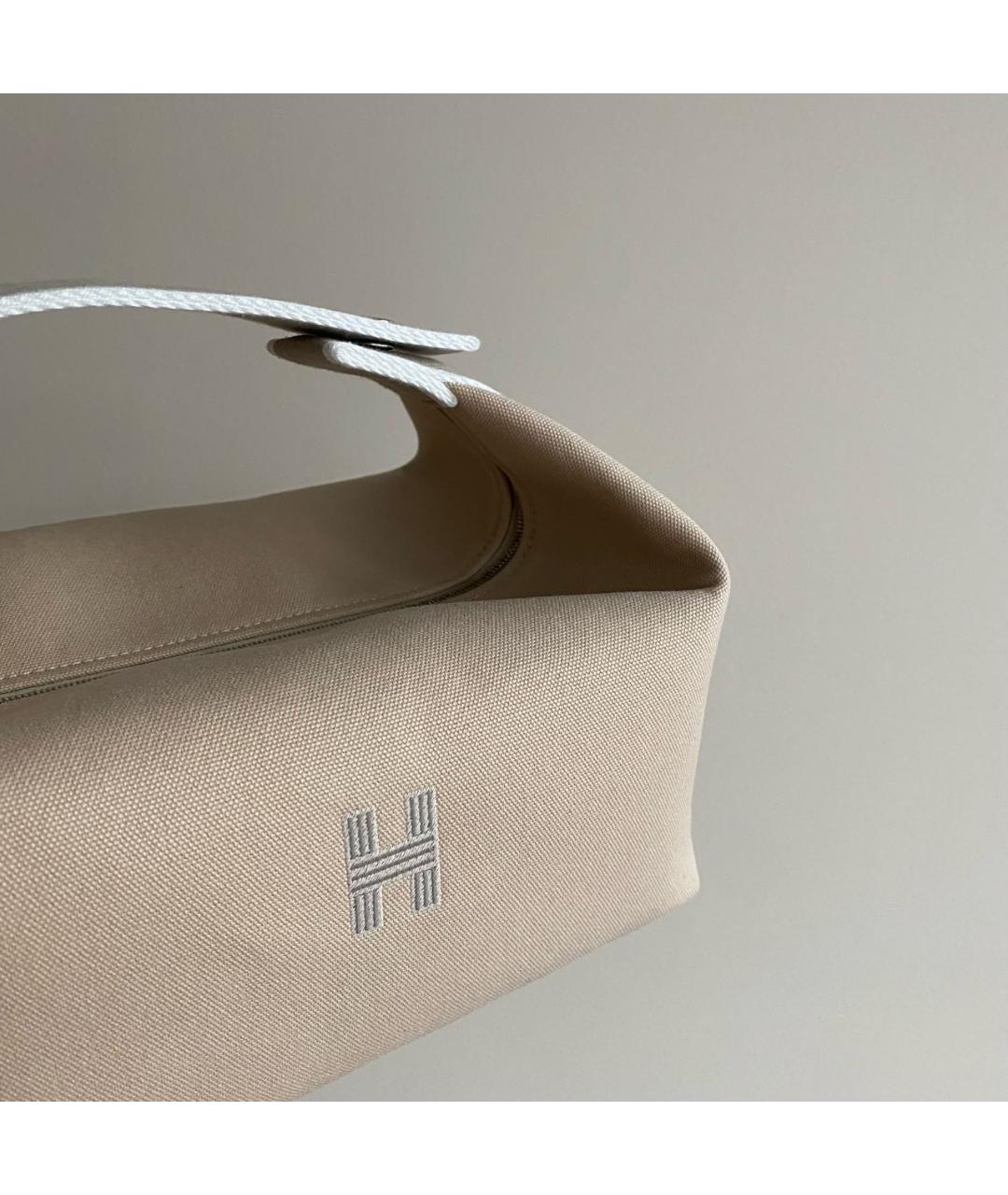 HERMES Бежевая хлопковая косметичка, фото 4