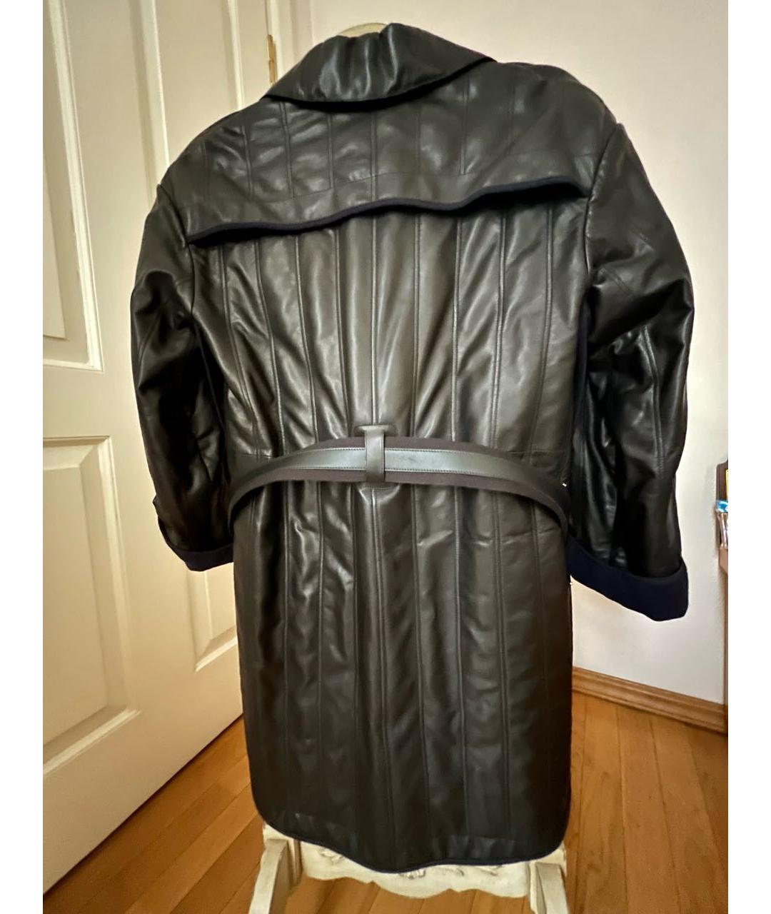HERMES PRE-OWNED Черное кожаное пальто, фото 3