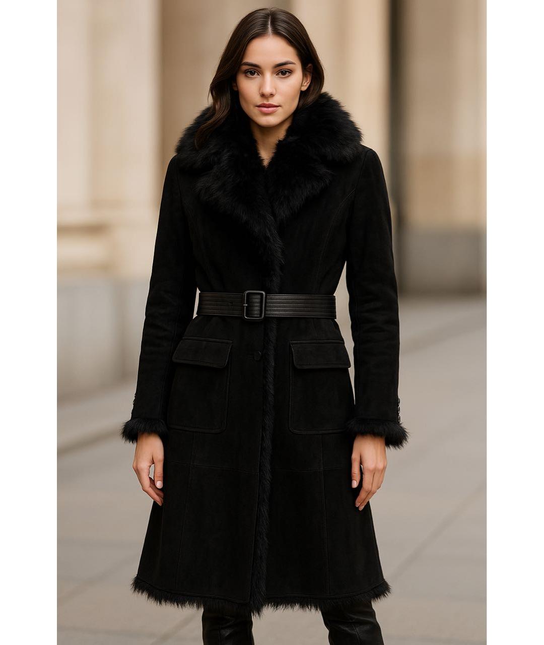 BURBERRY Черная кожаная дубленка, фото 8