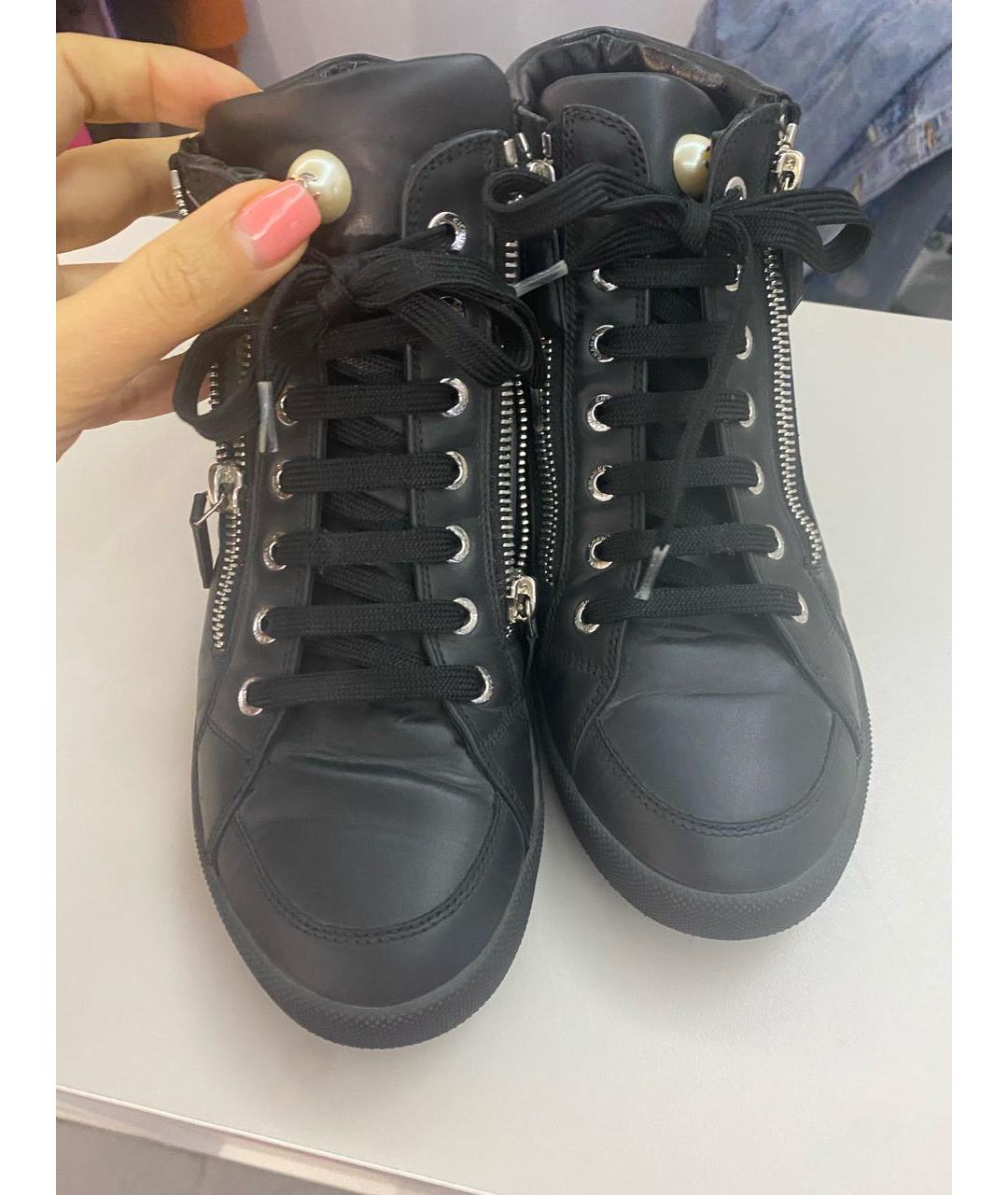 CHANEL Черные кожаные кеды, фото 2