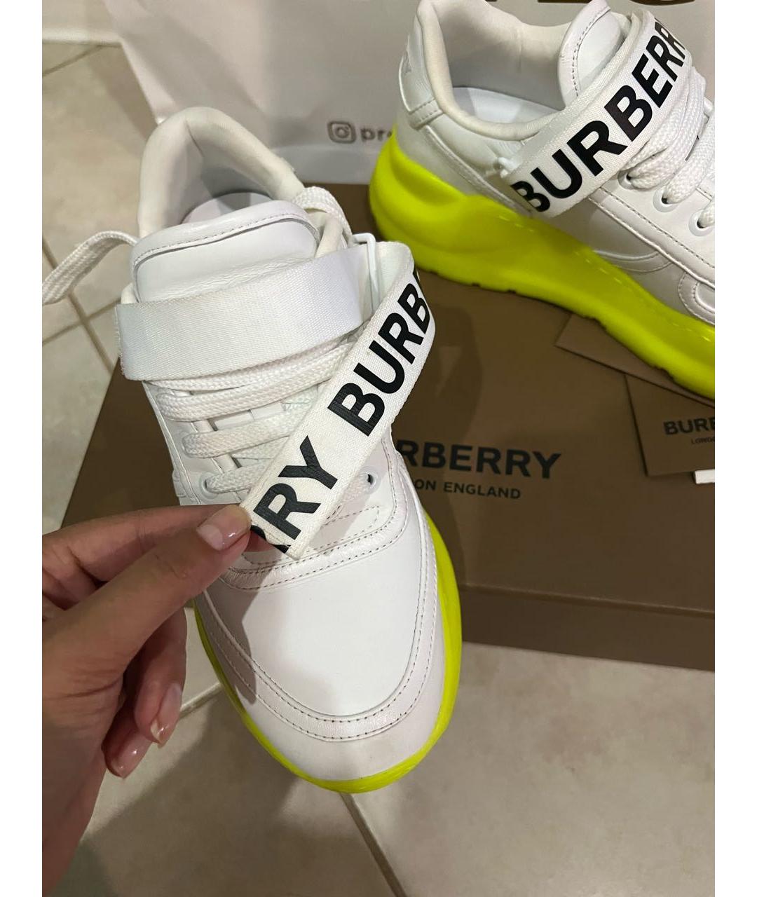 BURBERRY Белые кожаные кроссовки, фото 3