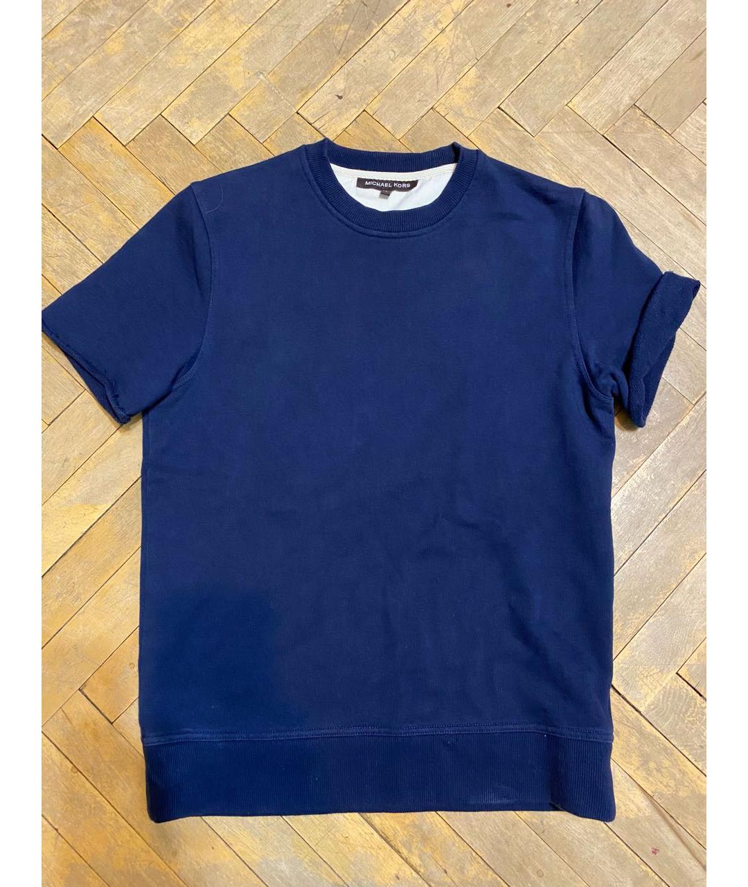 MICHAEL KORS Темно-синяя хлопковая футболка, фото 4