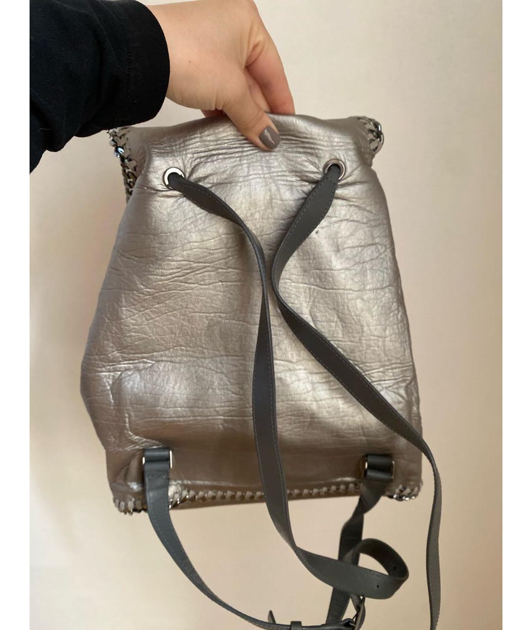 STELLA MCCARTNEY Серебрянный кожаный рюкзак, фото 3