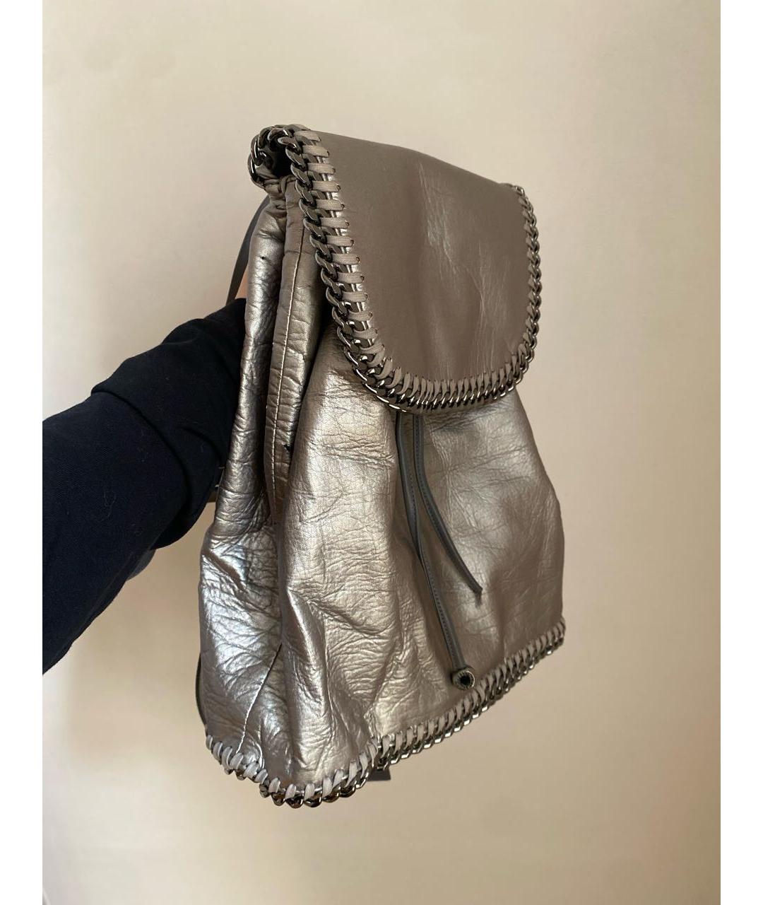 STELLA MCCARTNEY Серебрянный кожаный рюкзак, фото 2