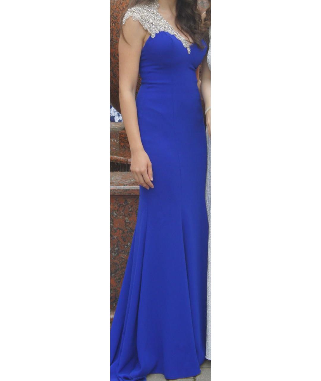 TARIK EDIZ Синее креповое вечернее платье, фото 7