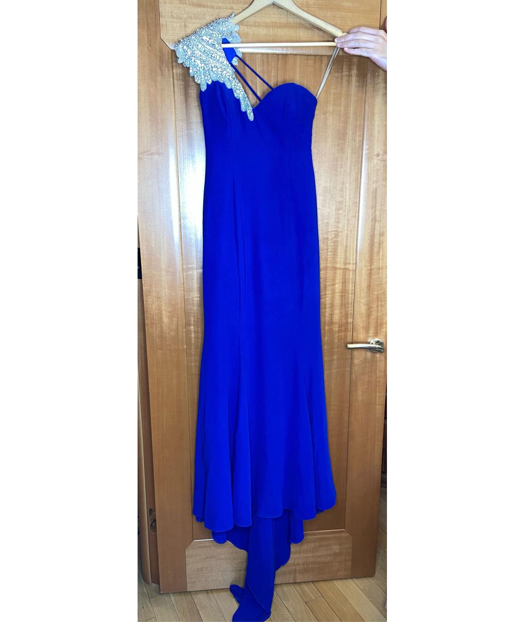 TARIK EDIZ Синее креповое вечернее платье, фото 8